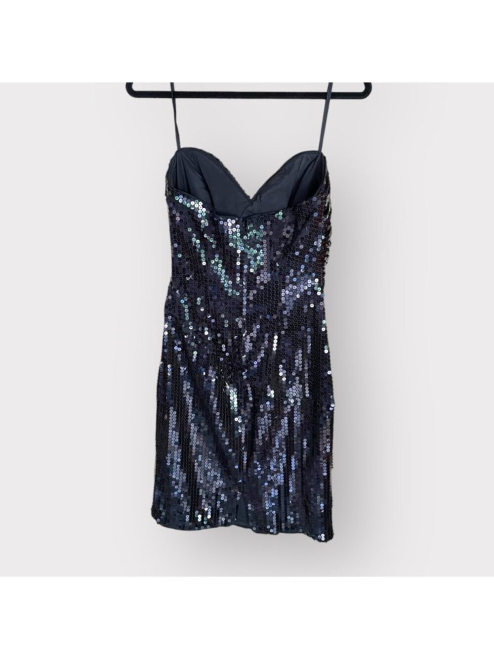 Vintage Tadashi Size 6 Black Sequin Strapless Sweetheart Neck Wrap Bodycon Dress - Picture 8 of 10